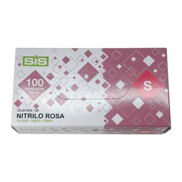 Guantes de nitrilo sin polvo color rosa o blanco