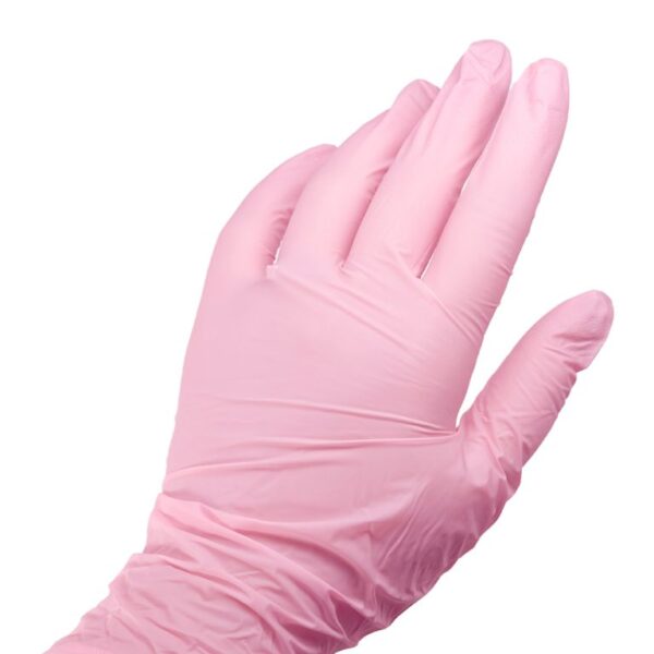 Guantes de nitrilo sin polvo color rosa o blanco - Imagen 2