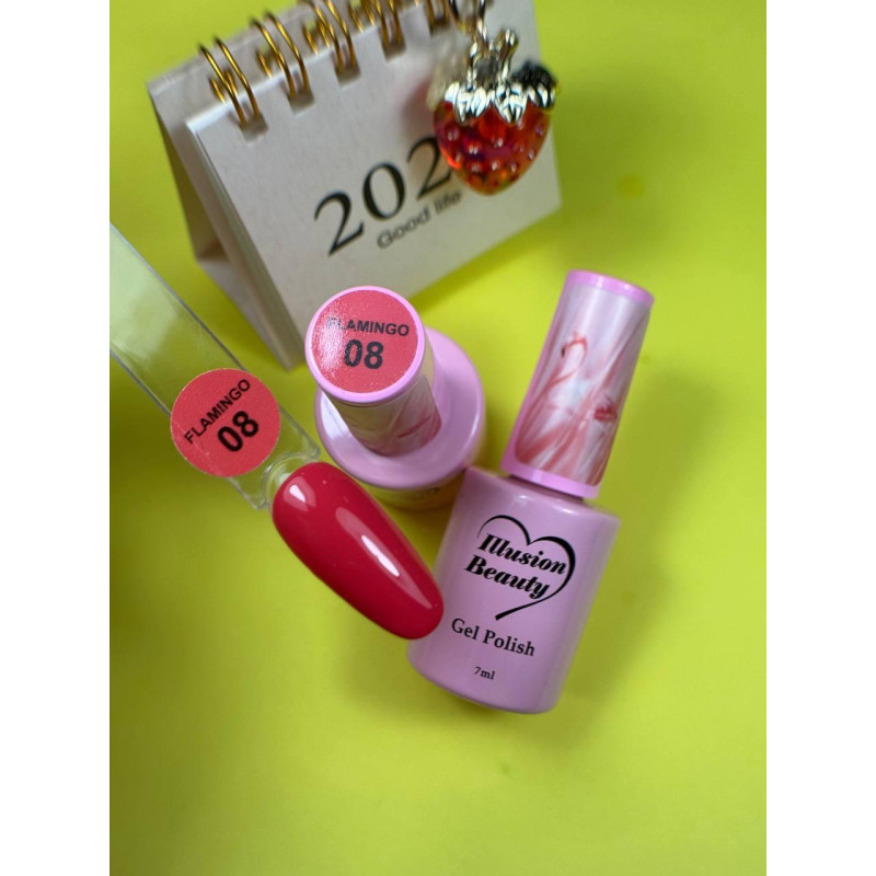 ESMALTE SEMIPERMANENTE ROSA 08 FLAMINGO ILLUSION BEAUTY 7ML