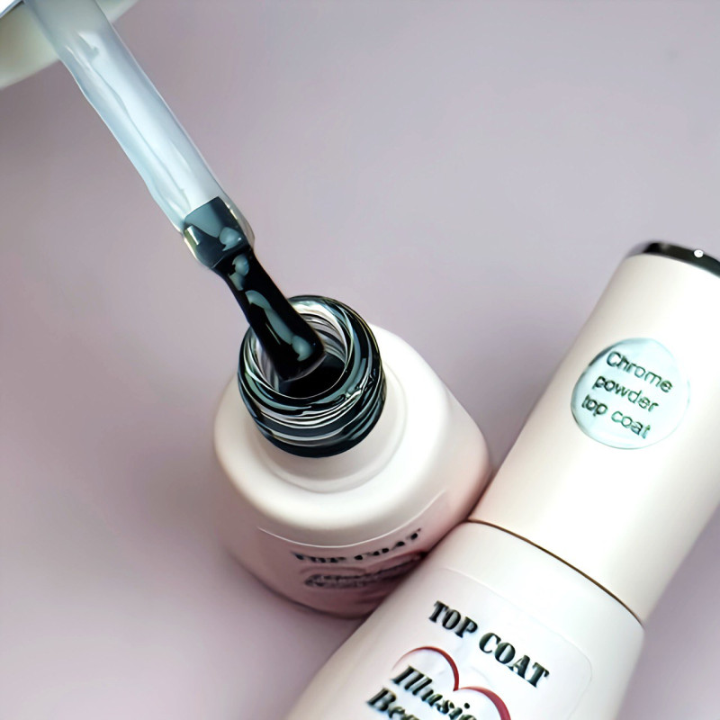 Chrome Top Coat illusion beauty – 10ml TOP ESPECIAL PARA EFECTO CROMADO O PIGMENTOS (sin filtro, no azulea) - Imagen 3