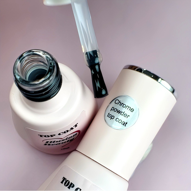 Chrome Top Coat illusion beauty – 10ml TOP ESPECIAL PARA EFECTO CROMADO O PIGMENTOS (sin filtro, no azulea)
