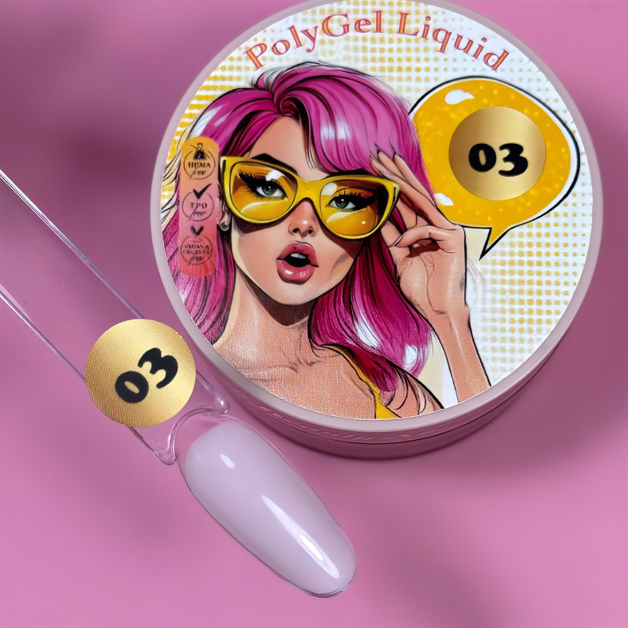 PolyGel Líquido 03 Illusion Beauty – 30 ml base rígida - nude rosado frio