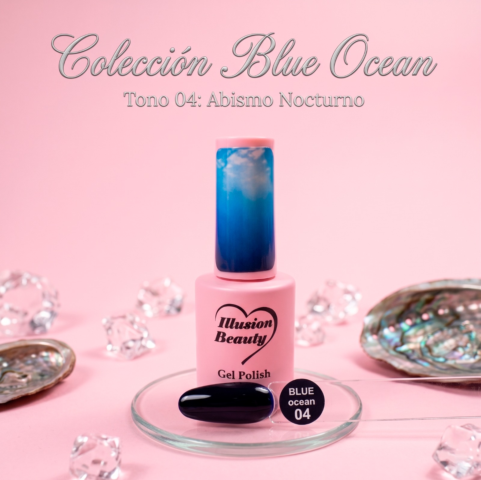 Esmalte semipermanente Blue Ocean 04 Abismo Nocturno illusion beauty – Azul Ultra Oscuro (7ml)