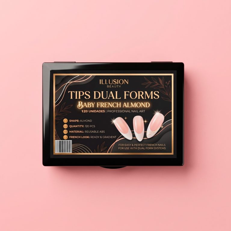 Tips Dual Nails Forms BABY FRENCH ALMOND Illusion Beauty – 120 unidades - Imagen 2