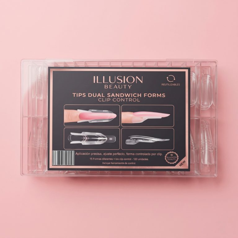 Tips Dual Nails SANDWICH Forms CLIP CONTROL Illusion Beauty – 120 unidades y espátula aplicadora - Imagen 2